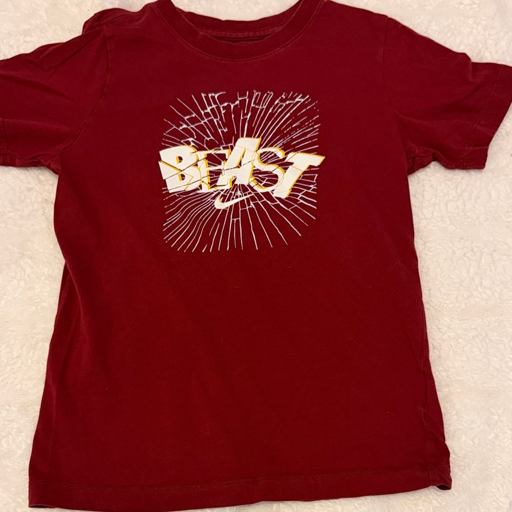 Nike Kids Maroon Graphic 'Beast' Short Sleeve Tee